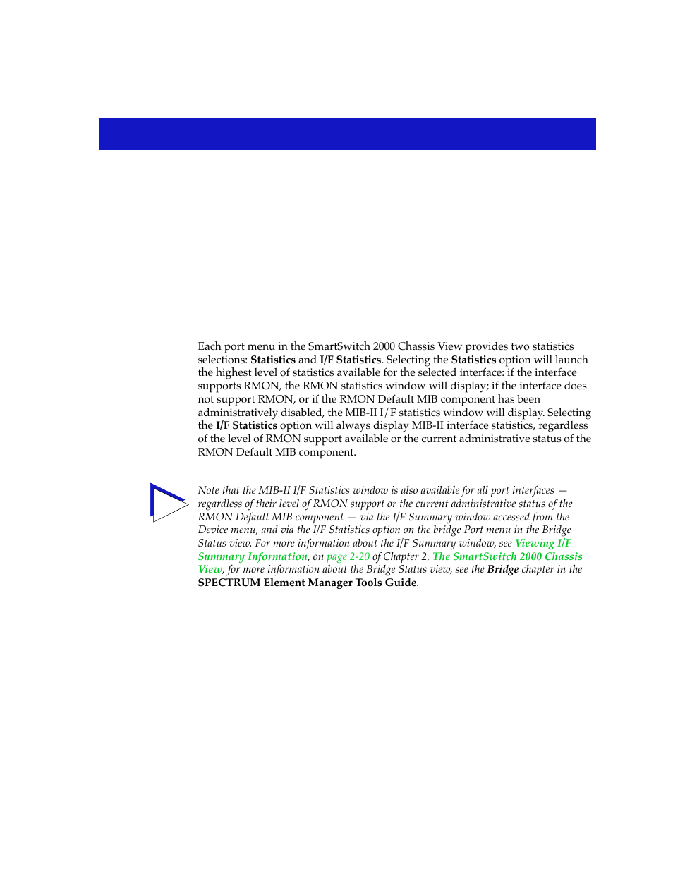 Statistics, Accessing the statistics windows, Chapter 4 | Accessing the statistics windows -1, See chapter 4 | Cabletron Systems 2000 User Manual | Page 127 / 196
