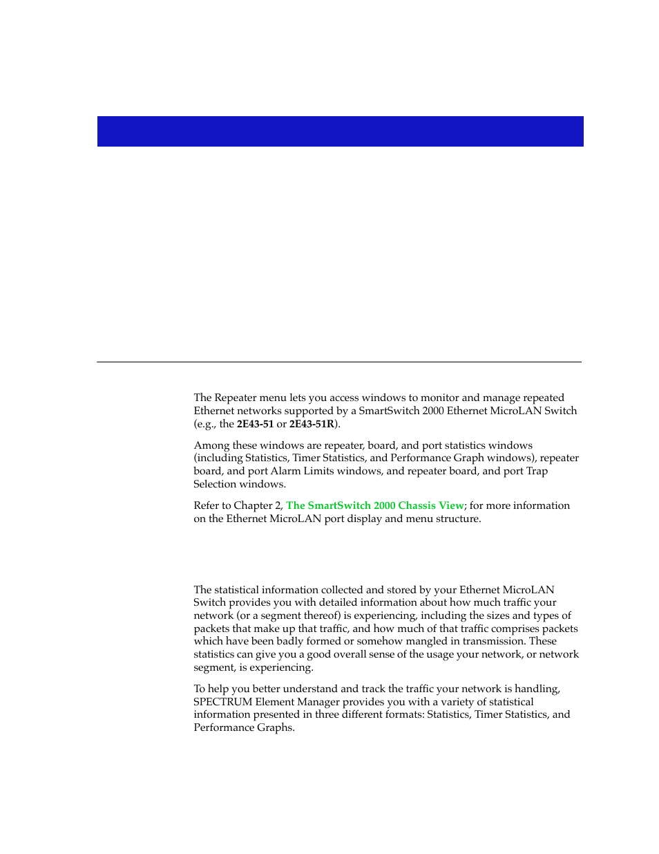 Managing ethernet microlan switches, Repeater statistics, Chapter 5 | Repeater statistics -1, Describes ethernet, For information on | Cabletron Systems 2000 User Manual | Page 135 / 196