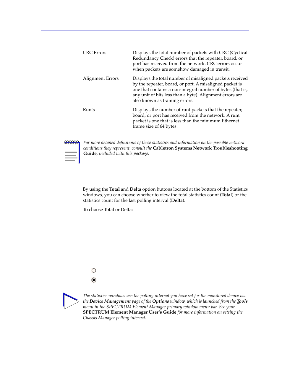 Using the total and delta option buttons, Using the total and delta option buttons -5 | Cabletron Systems 2000 User Manual | Page 139 / 196