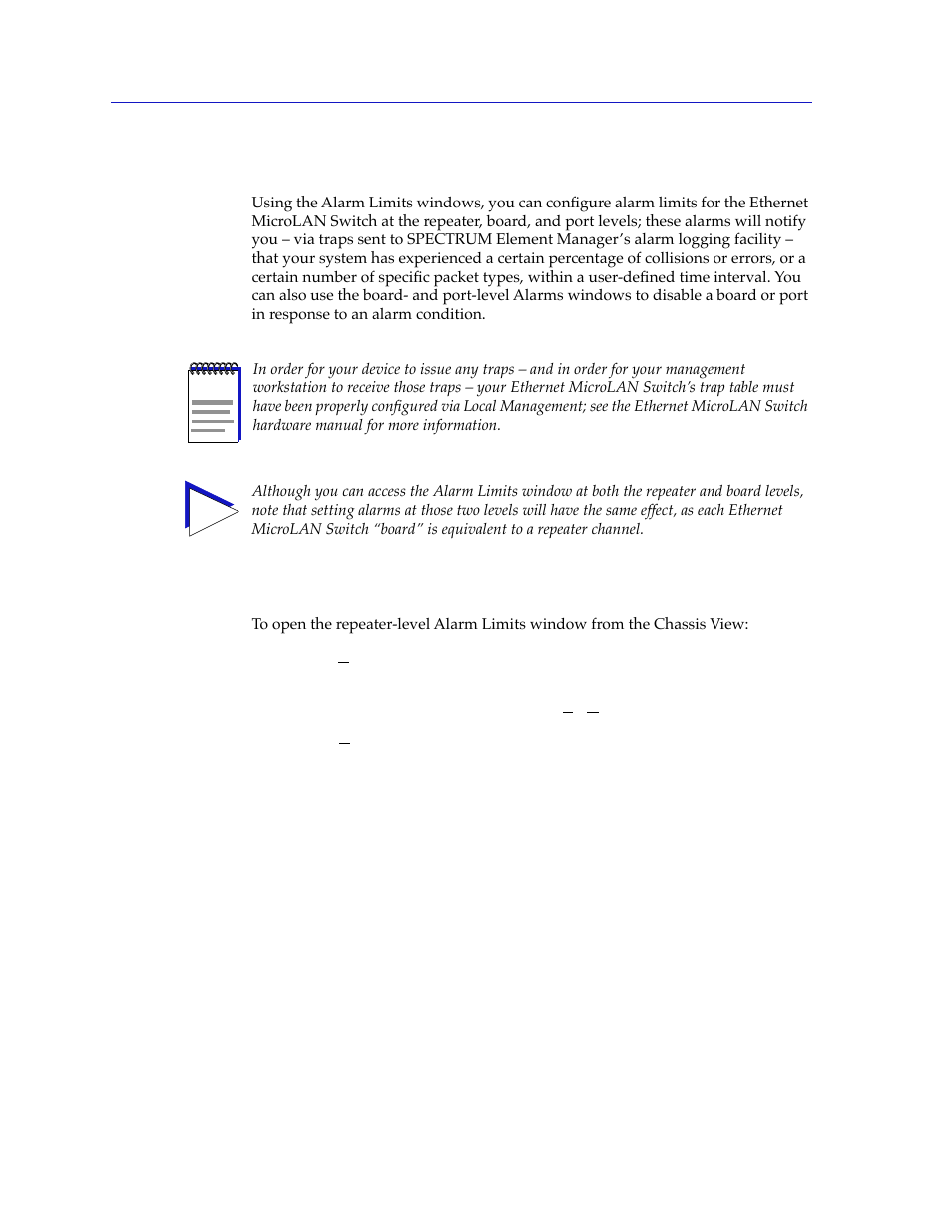 Alarm limits, Accessing the alarm limits windows, Alarm limits -14 | Accessing the alarm limits windows -14 | Cabletron Systems 2000 User Manual | Page 148 / 196