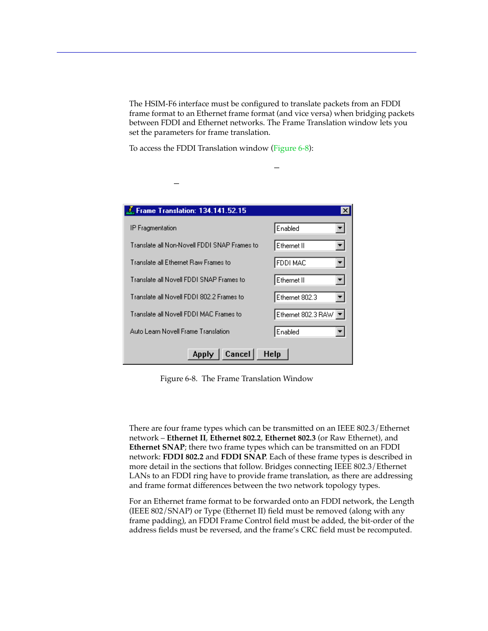 Configuring fddi frame translation settings, Information about ethernet and fddi frame types, Conþguring fddi frame translation settings -14 | Cabletron Systems 2000 User Manual | Page 174 / 196