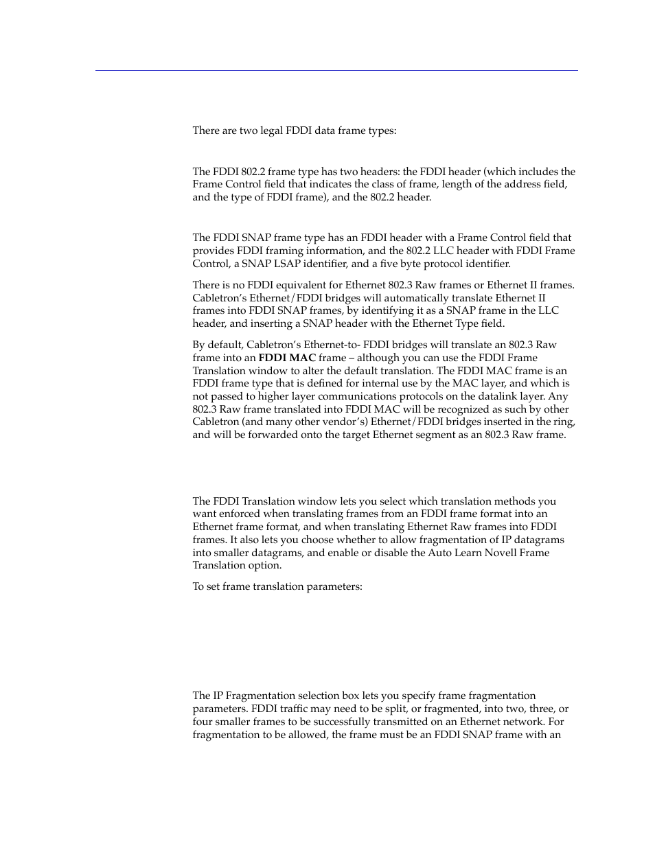 Fddi frames, Fddi frame translation options, Fddi frames -17 | Fddi frame translation options -17 | Cabletron Systems 2000 User Manual | Page 177 / 196