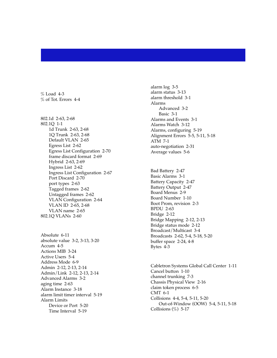 Index, Symbols, Numerics | Cabletron Systems 2000 User Manual | Page 191 / 196