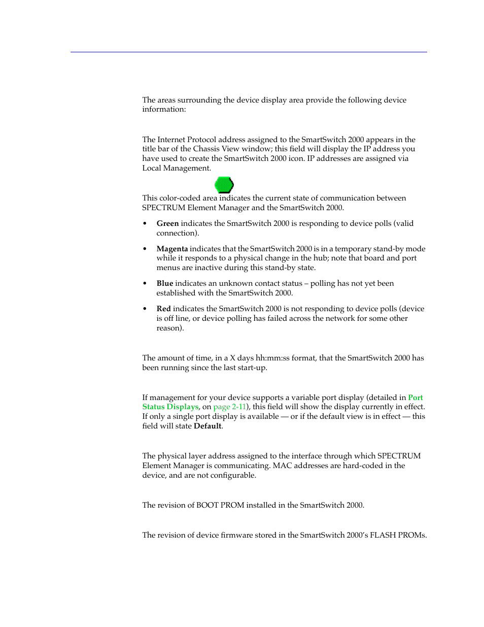 Front panel information, Front panel information -3 | Cabletron Systems 2000 User Manual | Page 25 / 196