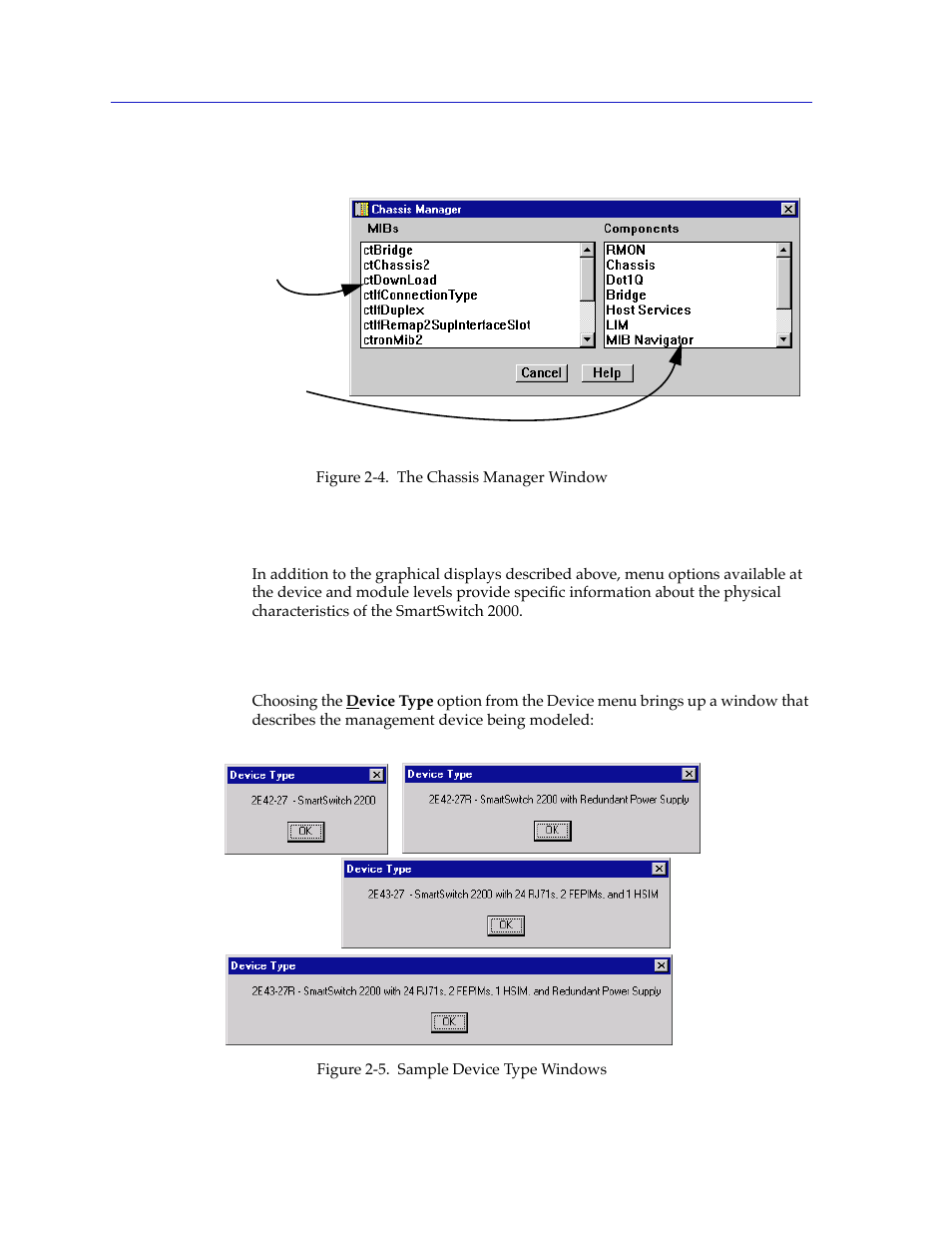 Viewing hardware types, Device type, Viewing hardware types -18 | Device type -18, D; see, Iewing, Hardware types | Cabletron Systems 2000 User Manual | Page 40 / 196