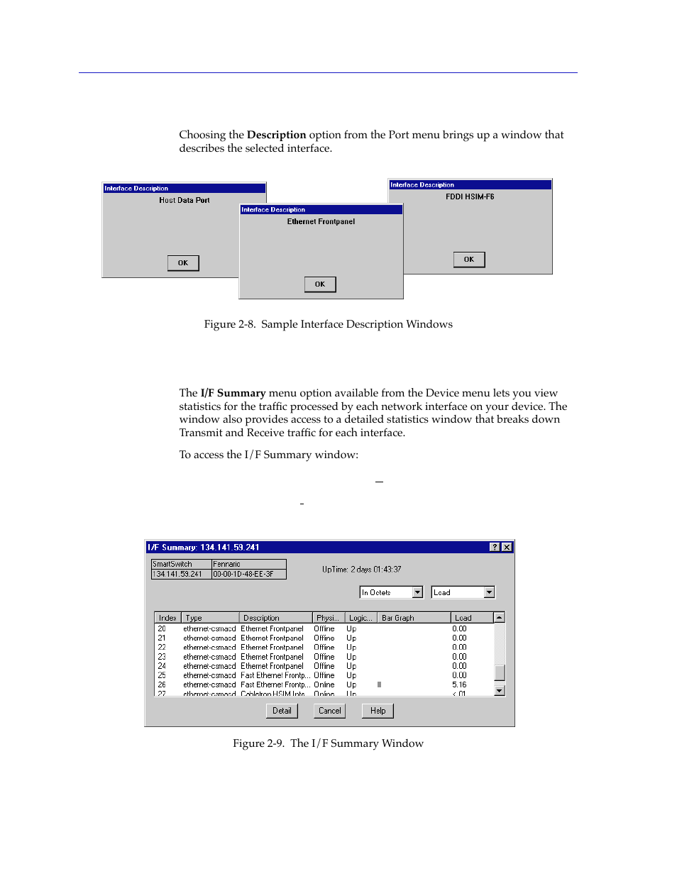 Interface description, Viewing i/f summary information, Interface description -20 | Viewing i/f summary information -20 | Cabletron Systems 2000 User Manual | Page 42 / 196