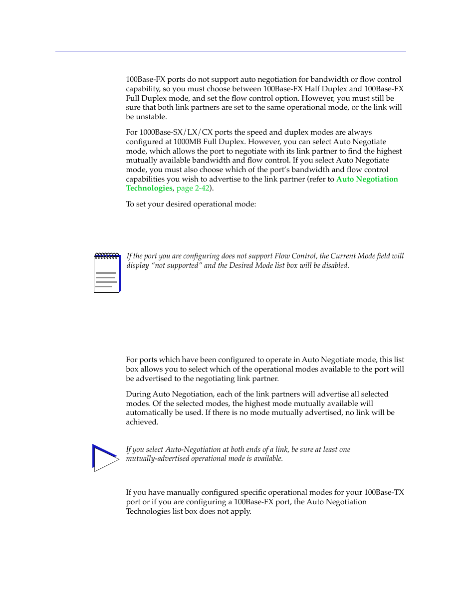 Auto negotiation technologies, Auto negotiation technologies -42, Efer to | Auto, Negotiation technologies | Cabletron Systems 2000 User Manual | Page 64 / 196