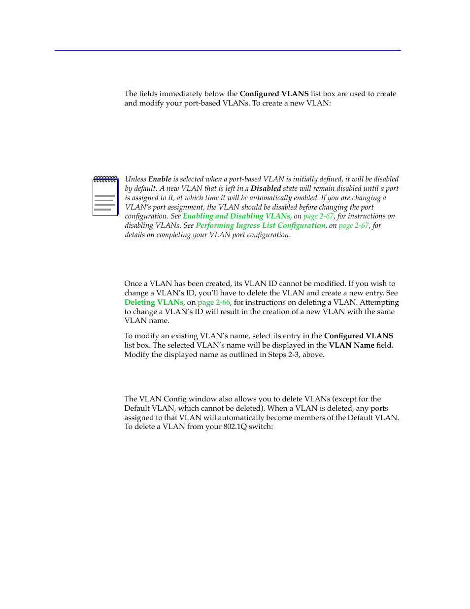 Creating and modifying vlans, Deleting vlans | Cabletron Systems 2000 User Manual | Page 88 / 196