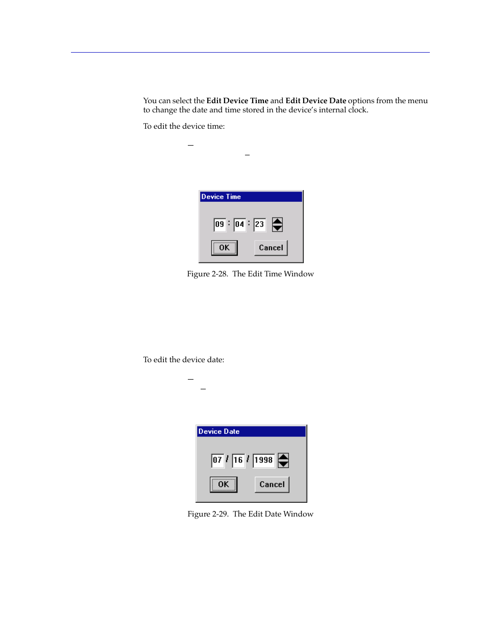 Setting the device date and time, Setting the device date and time -75, Options on the device menu; see | Cabletron Systems 2000 User Manual | Page 97 / 196