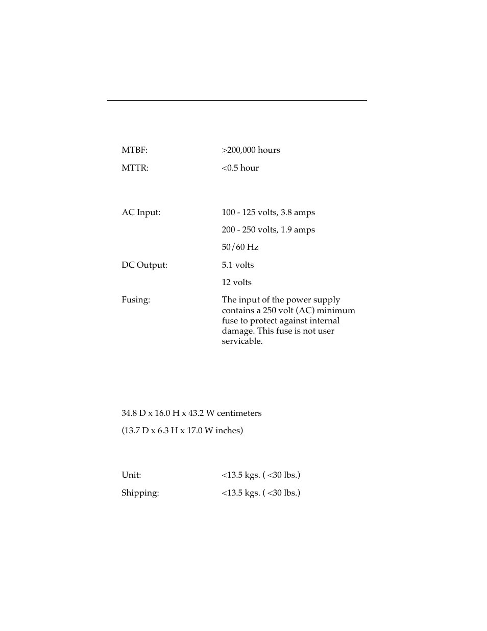 4 service, 5 power, 6 physical | 1 dimensions, 2 weight | Cabletron Systems 7C04 Workgroup User Manual | Page 24 / 25