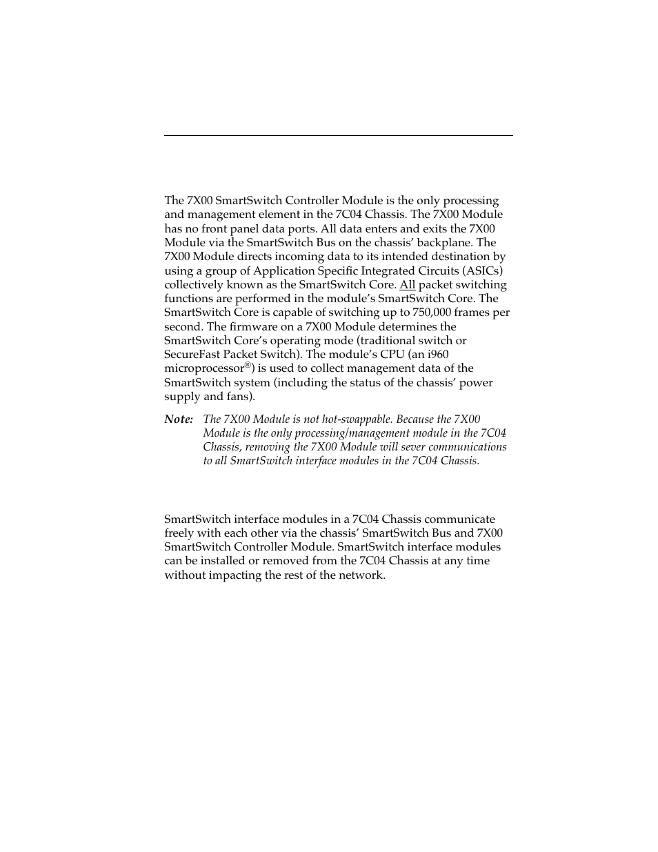 1 7x00 smartswitch controller module, 2 smartswitch interface modules | Cabletron Systems 7C04 Workgroup User Manual | Page 8 / 25