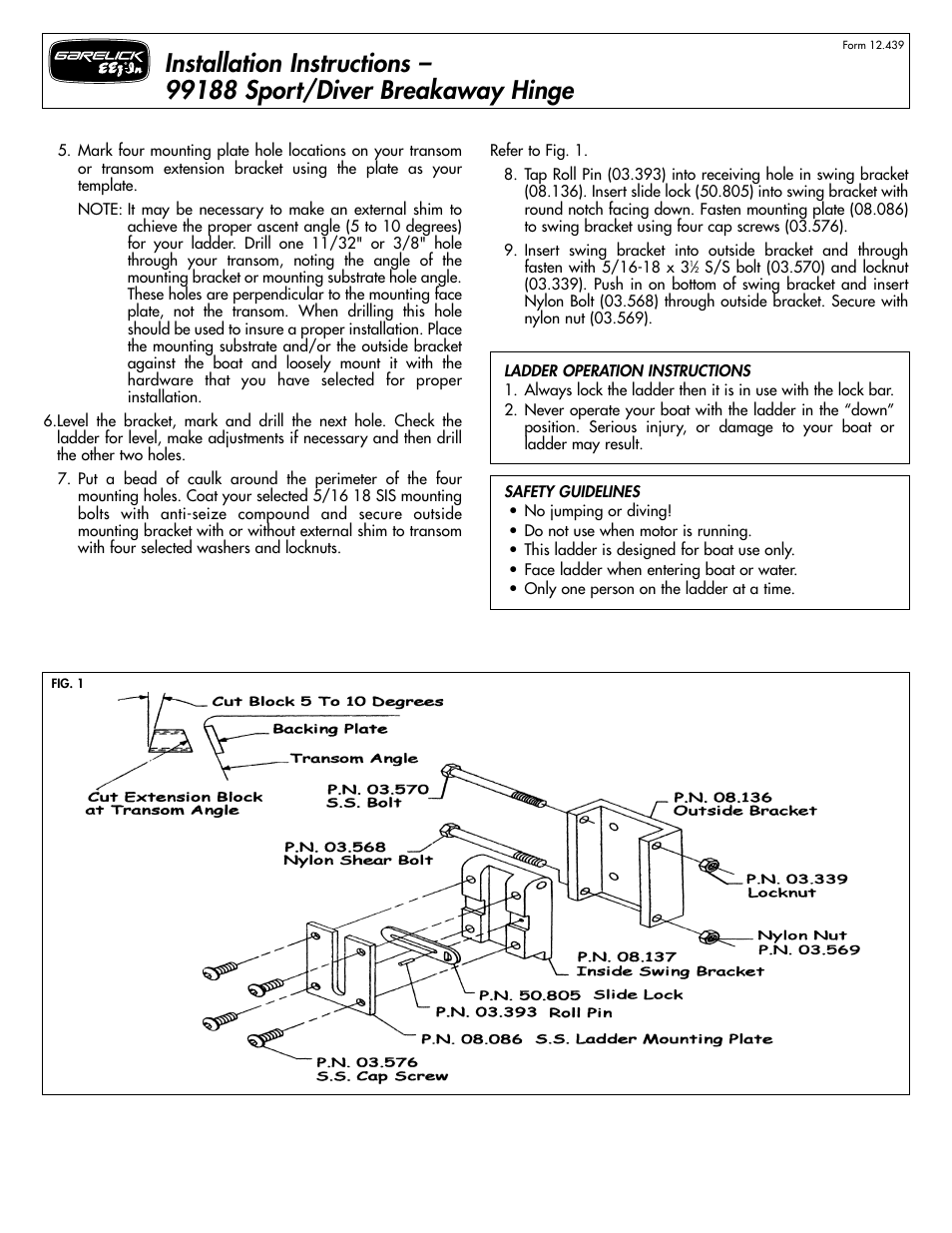 Garelick 99188 BREAKAWAY HINGE HARDWARE User Manual | Page 2 / 2