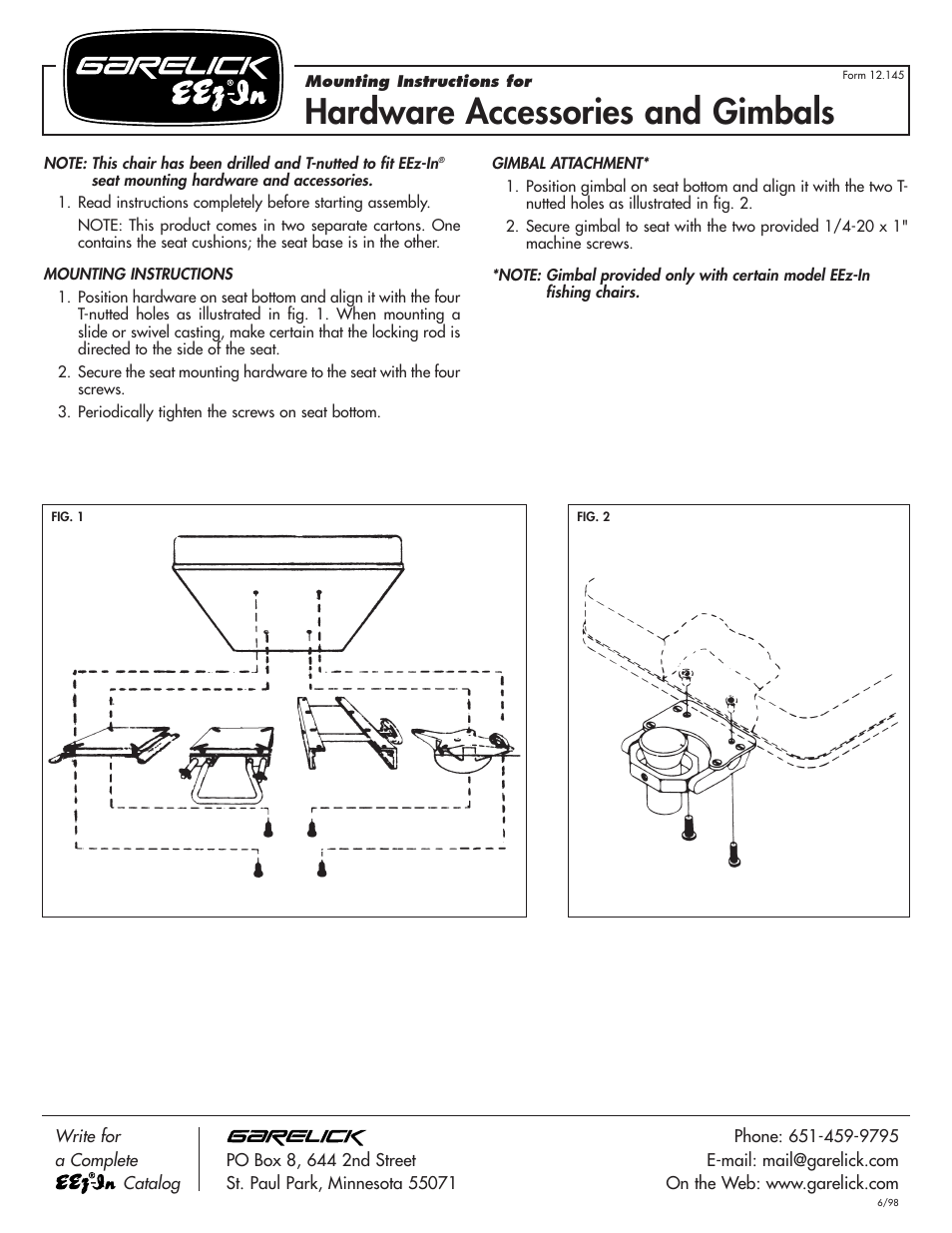 Garelick 48281 281 MULTIPURPOSE SEAT User Manual | 1 page