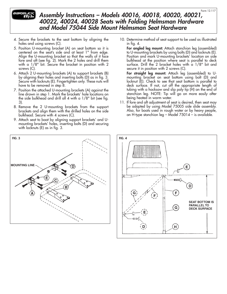 Garelick 40028 Seats with Folding Helmsman Hardware User Manual | Page 2 / 2