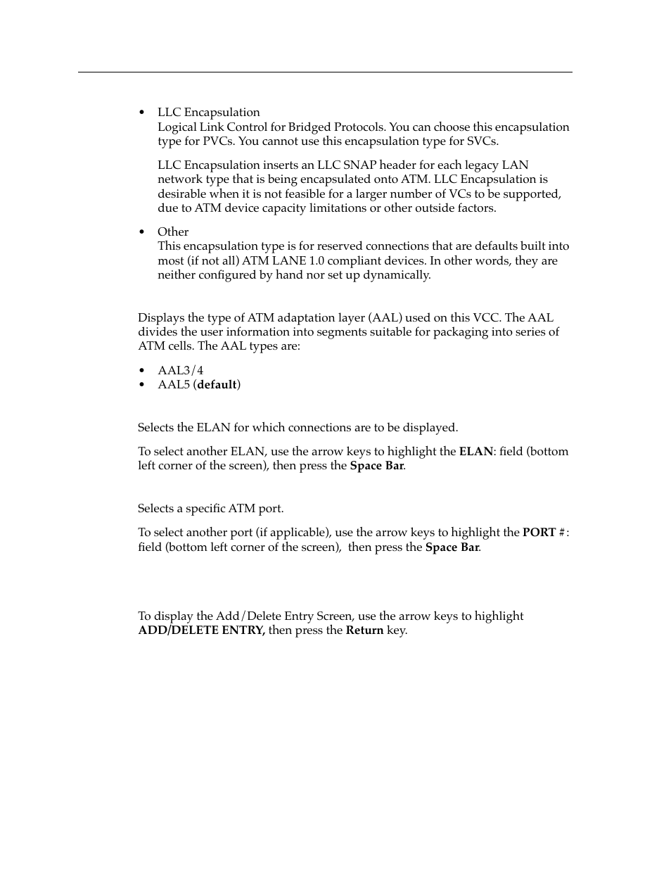 Displaying the add/delete entry screen | Cabletron Systems 9A426-01 User Manual | Page 10 / 24