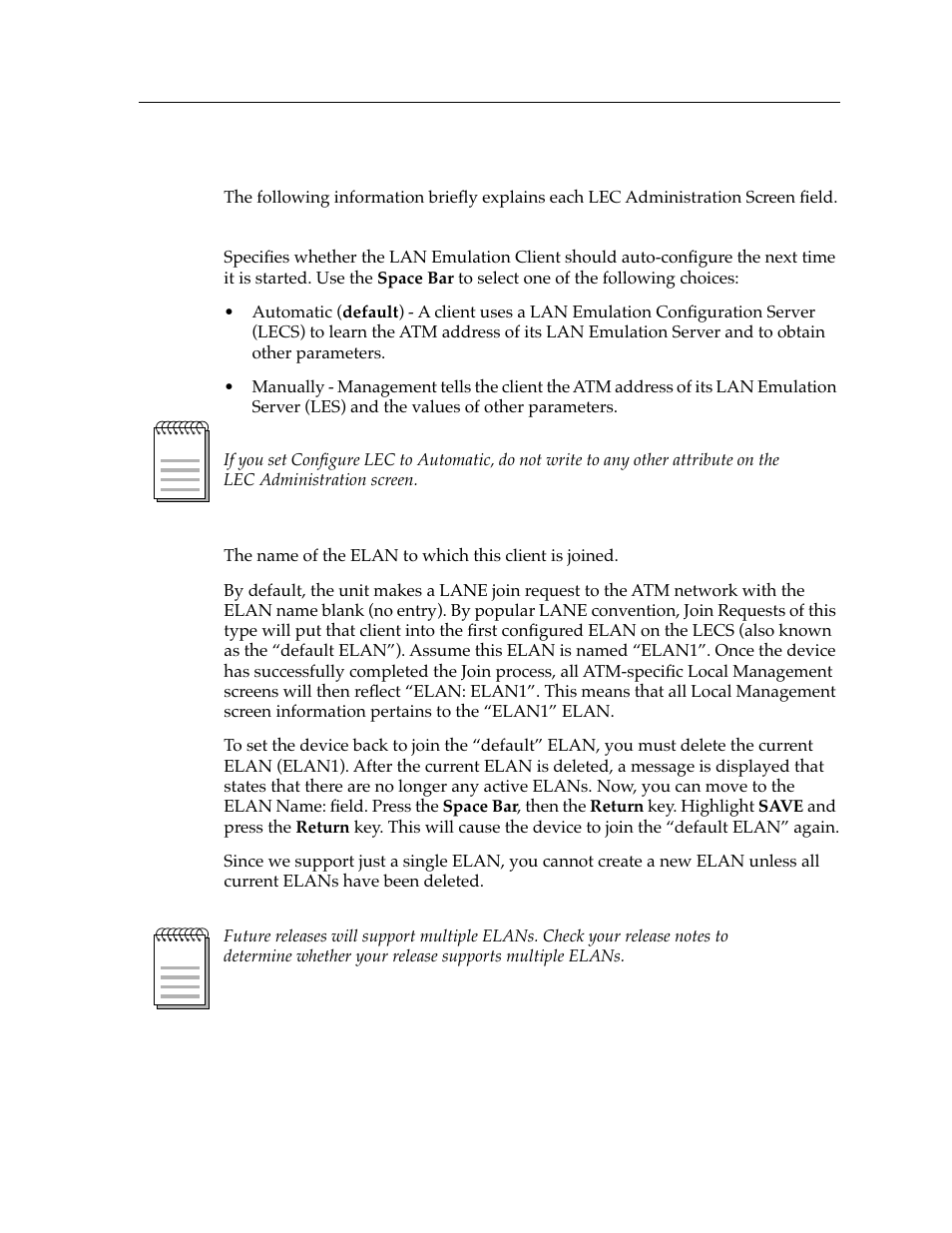 Lec administration screen fields | Cabletron Systems 9A426-01 User Manual | Page 15 / 24