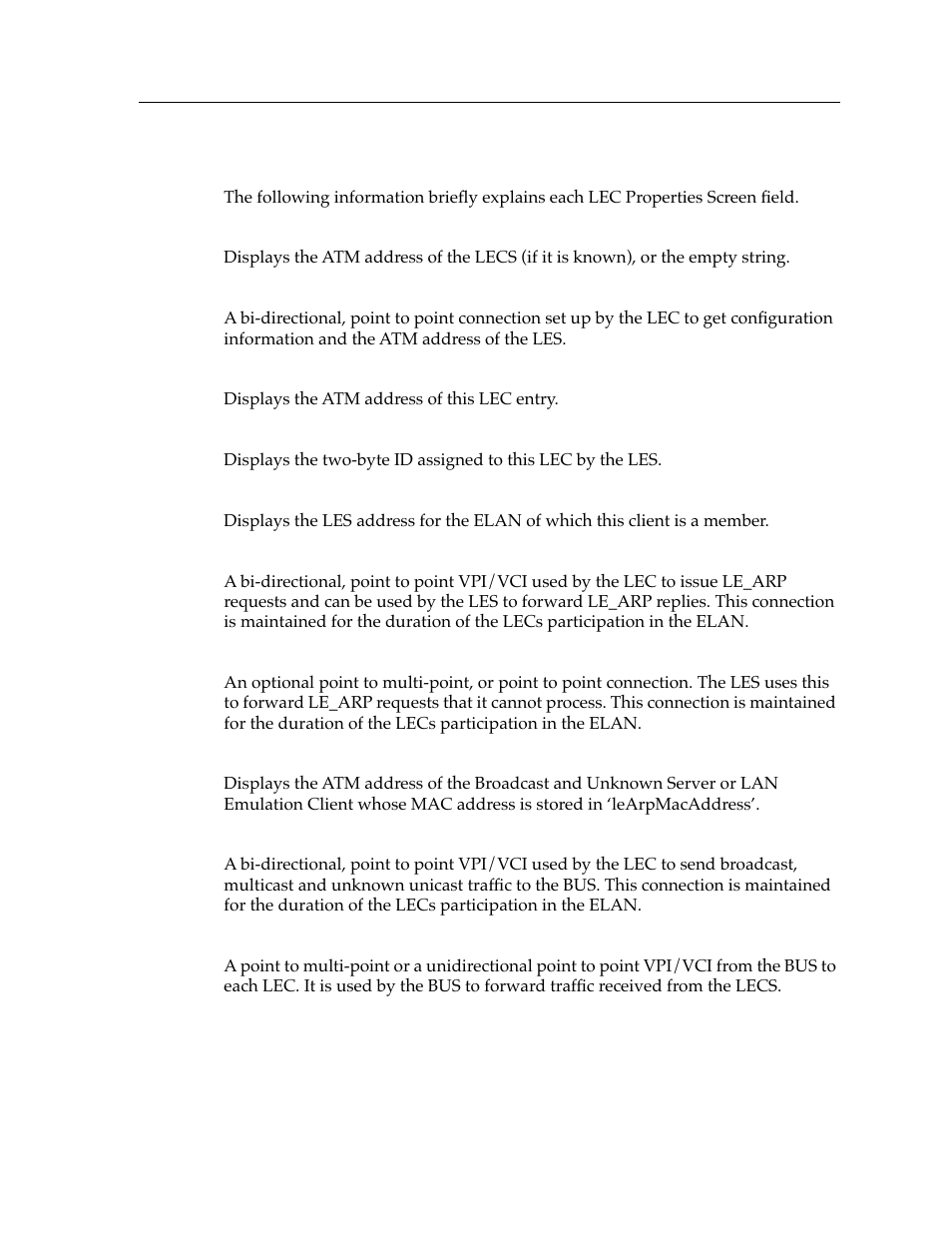 Lec properties screen fields | Cabletron Systems 9A426-01 User Manual | Page 19 / 24