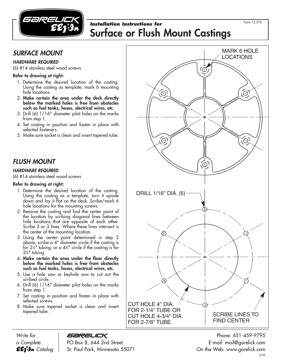 Garelick 75350 STOWABLE TABLE PEDESTALS FOR LARGER BOATS : 2.875 User Manual | 1 page