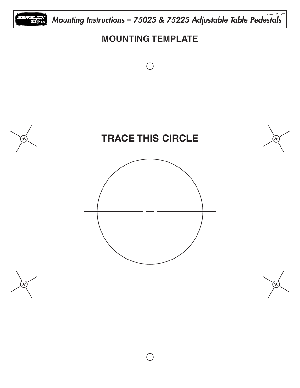 Trace this circle, Mounting template | Garelick 75035 Seat Bases User Manual | Page 2 / 2
