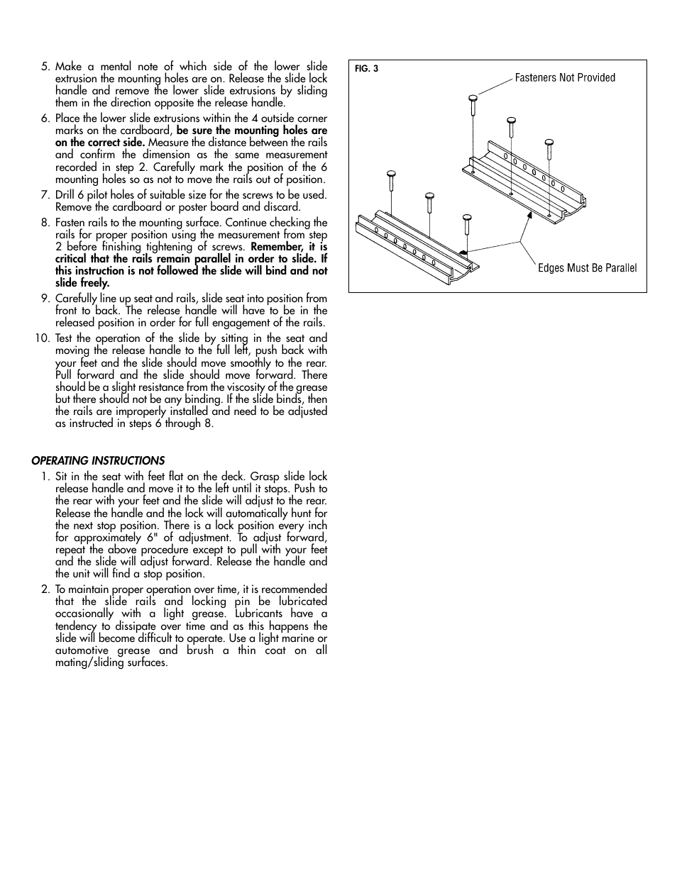 Garelick 74003 TANDEM FORE & AFT SEAT SLIDE TRACK HARDWARE User Manual | Page 2 / 2