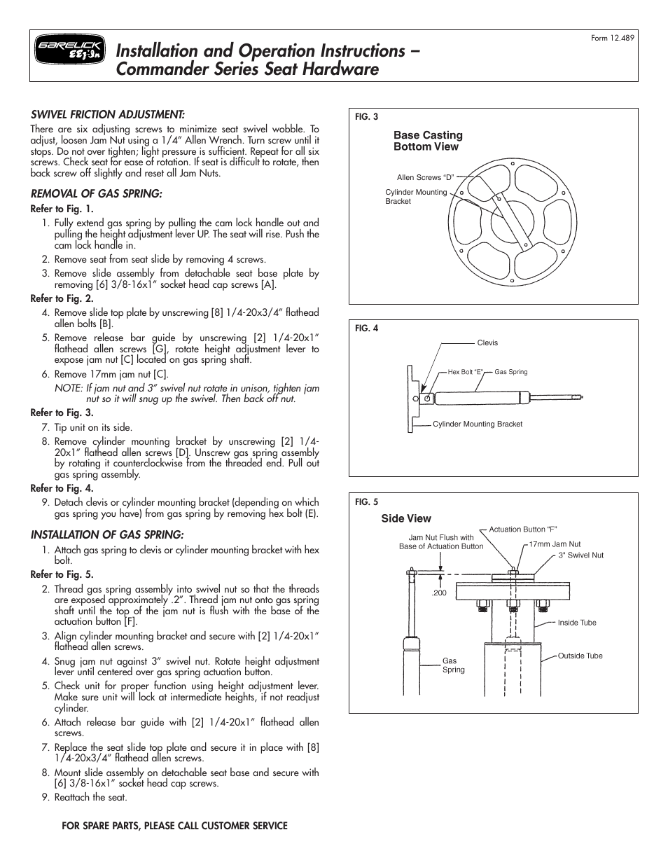 Garelick 79715 3.5 GAS RISE COMMANDER SEAT User Manual | Page 2 / 2