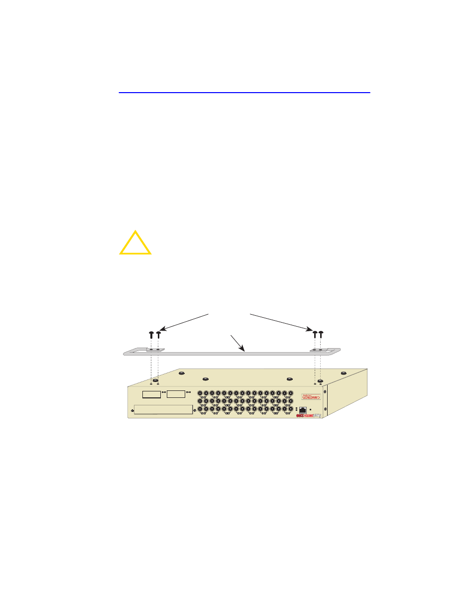 Attaching the strain-relief bracket, Figure 3-2 attaching the strain-relief bracket, Strain-relief bracket screws (4) | Reset | Cabletron Systems 2E48-27R User Manual | Page 29 / 160