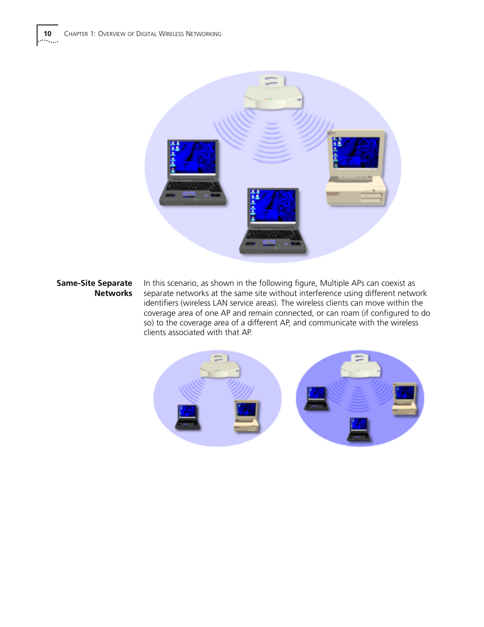 Same-site separate networks, Same-site separate networks 10 | Cabletron Systems AirConnect 3Com User Manual | Page 10 / 93