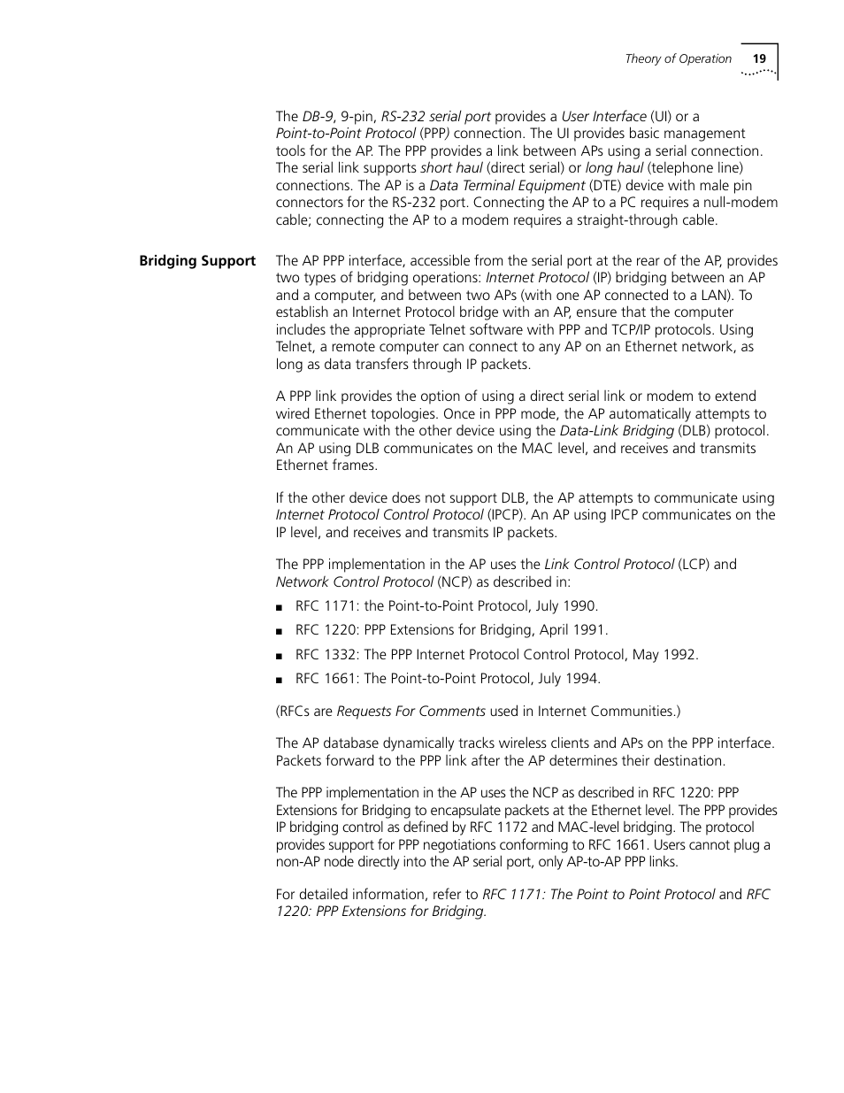 Bridging support, Bridging support 19 | Cabletron Systems AirConnect 3Com User Manual | Page 19 / 93