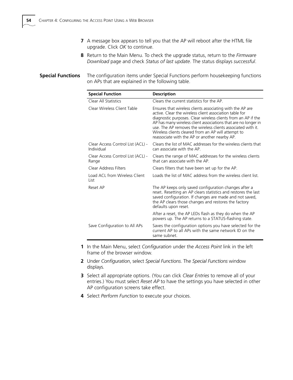 Special functions, Special functions 54 | Cabletron Systems AirConnect 3Com User Manual | Page 54 / 93