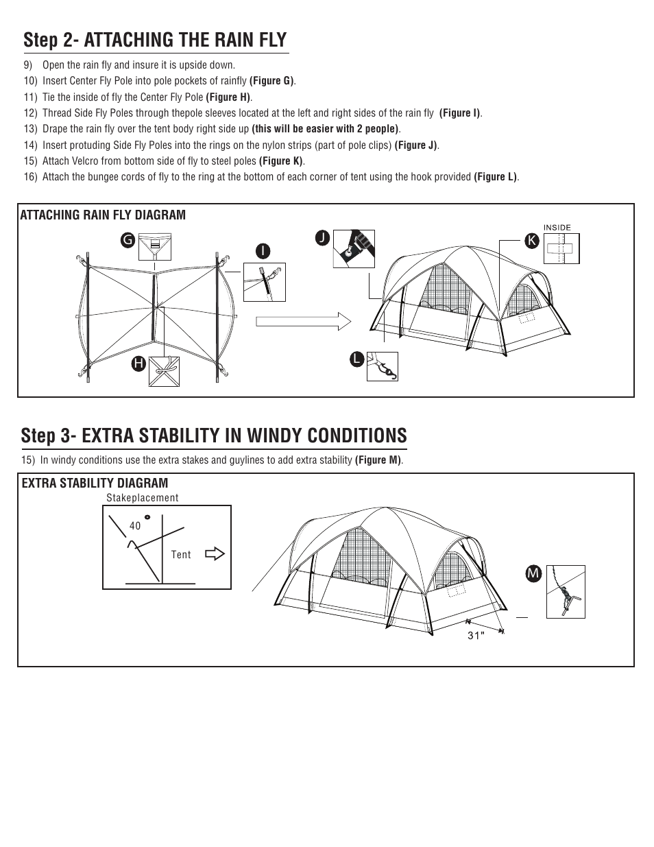 Step 2- attaching the rain fly, Step 3- extra stability in windy conditions | Giga Tent FT 027 User Manual | Page 3 / 8