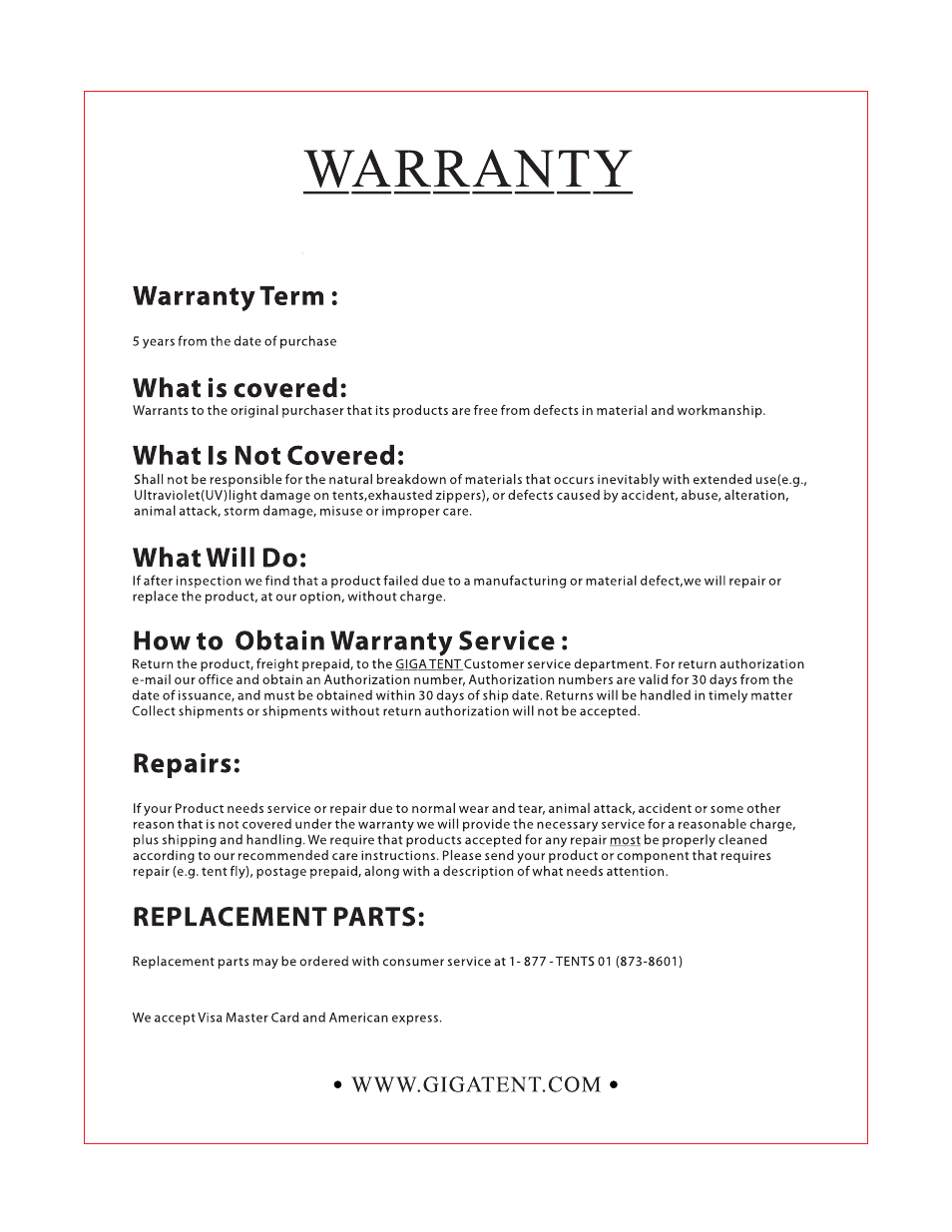Giga Tent FT 053 User Manual | Page 8 / 8