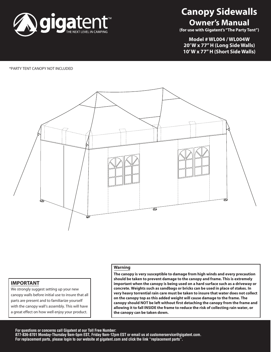 Giga Tent SW 004W User Manual | 4 pages