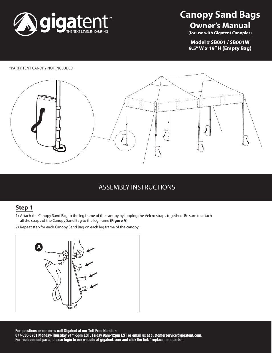 Giga Tent AC 001W User Manual | 2 pages