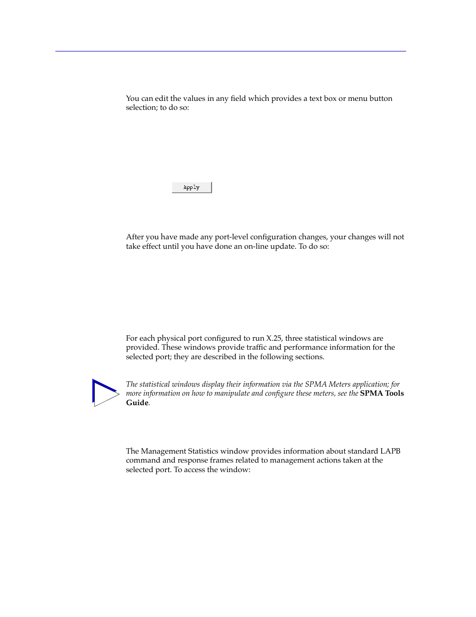 Changing configuration values, Applying port-level changes, Viewing x.25 status | Management stats, Viewing x.25 status -8, Management stats -8 | Cabletron Systems FRX6000 User Manual | Page 120 / 232