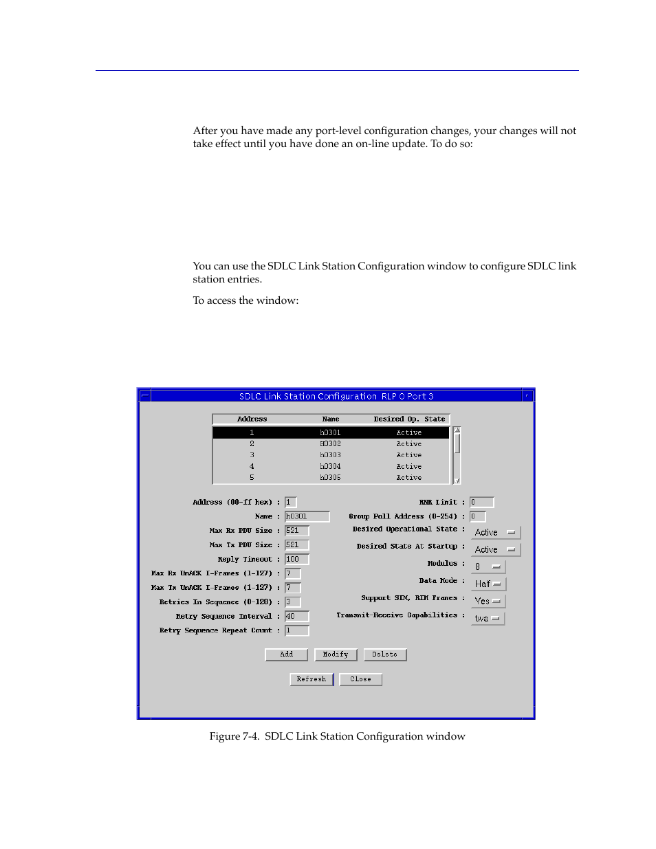 Applying port-level changes, Sdlc link station configuration, Applying port-level changes -15 | Sdlc link station conþguration -15 | Cabletron Systems FRX6000 User Manual | Page 139 / 232