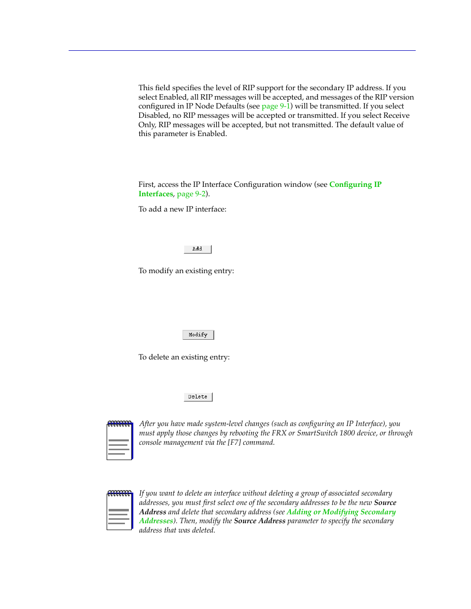 Adding or modifying ip interfaces, Adding or modifying ip interfaces -11 | Cabletron Systems FRX6000 User Manual | Page 179 / 232