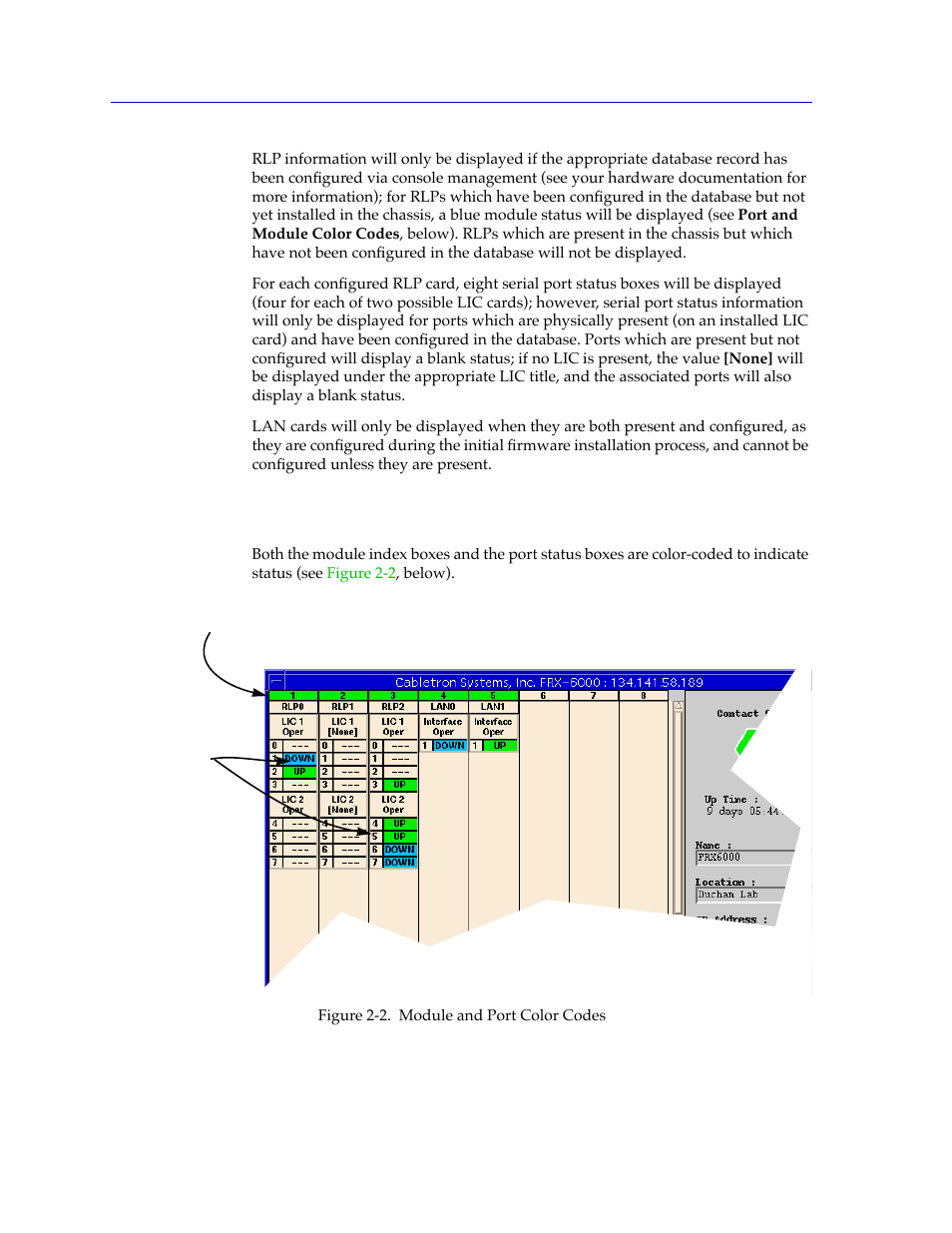 Port and module color codes, Port and module color codes -4 | Cabletron Systems FRX6000 User Manual | Page 20 / 232