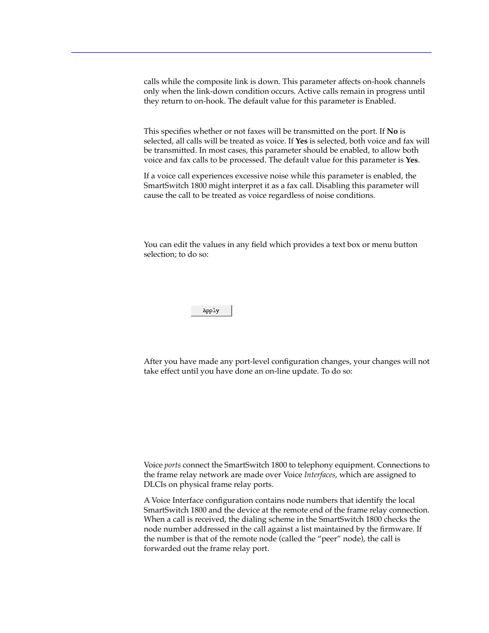 Changing port configuration values, Applying port-level changes, Configuring voice interfaces | Conþguring voice interfaces -15 | Cabletron Systems FRX6000 User Manual | Page 219 / 232
