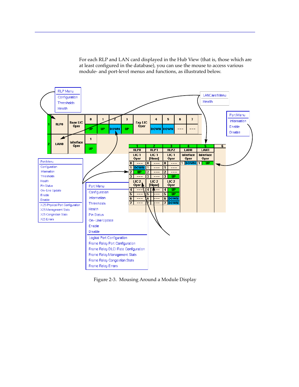 Using the mouse in a hub view module, Using the mouse in a hub view module -6 | Cabletron Systems FRX6000 User Manual | Page 22 / 232