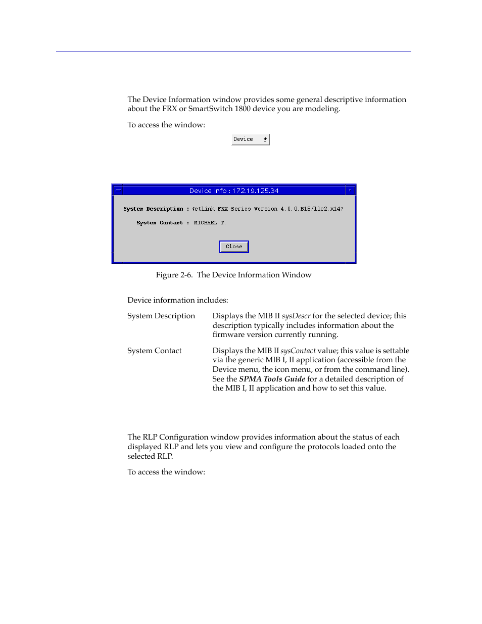Viewing device information, Configuring rlp protocols | Cabletron Systems FRX6000 User Manual | Page 32 / 232