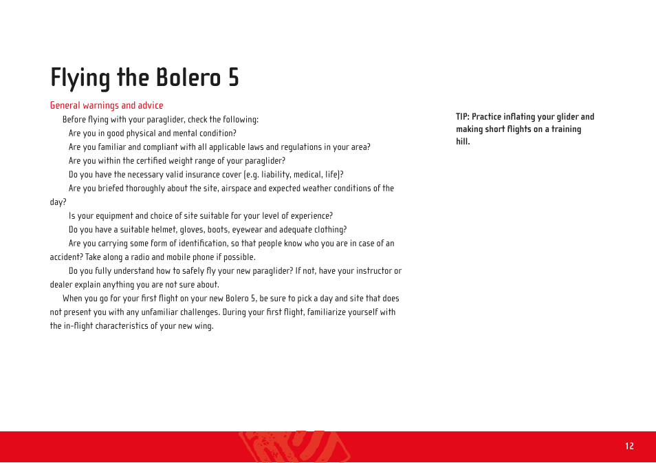 Flying the bolero 5 | GIN Bolero 5 User Manual | Page 12 / 35