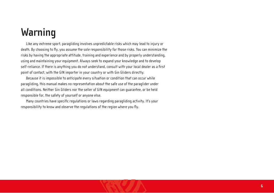 Warning | GIN Bolero 5 User Manual | Page 6 / 35