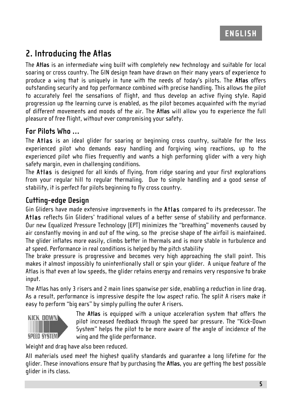 Introducing the atlas, For pilots who, Cutting-edge design | GIN Atlas User Manual | Page 5 / 24