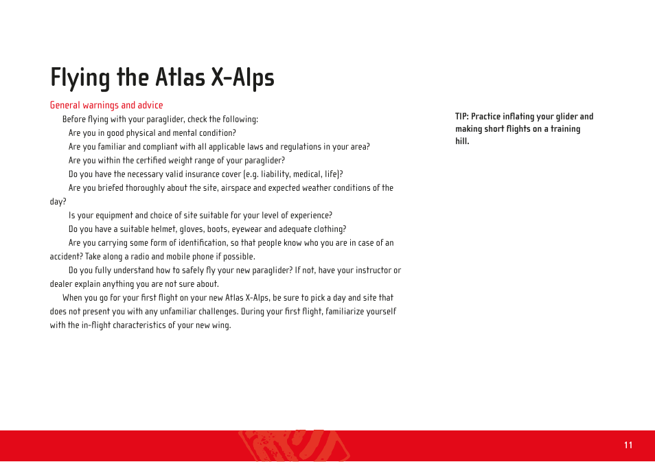 Flying the atlas x-alps | GIN Atlas X-Alps User Manual | Page 11 / 32