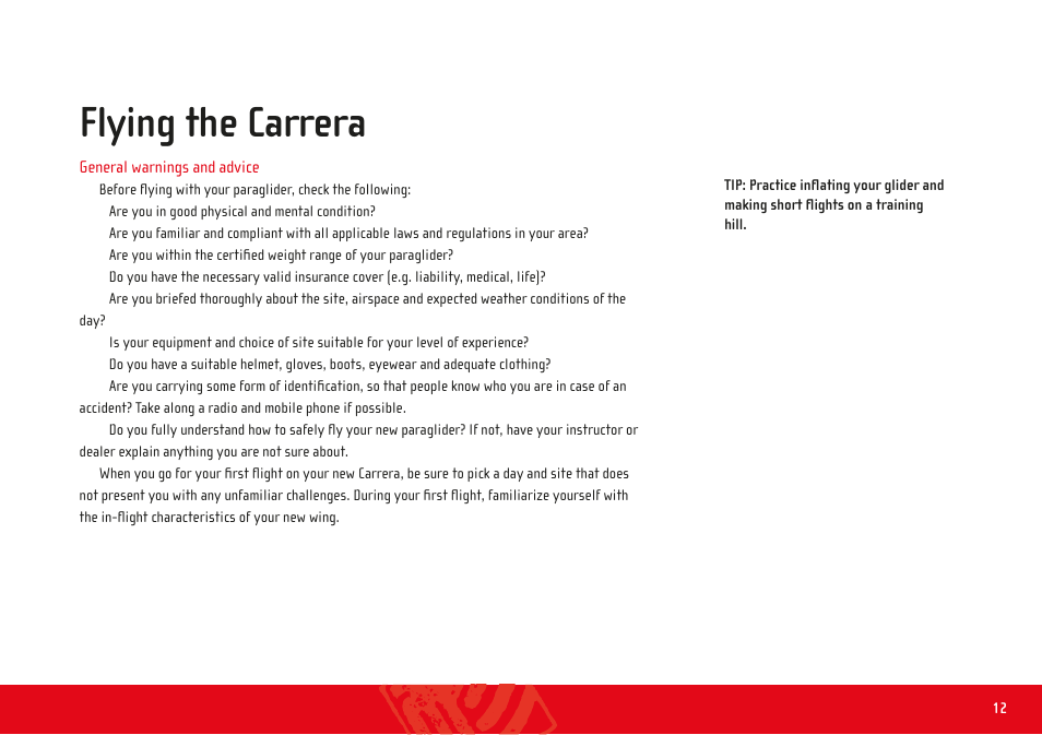 Flying the carrera | GIN Carrera User Manual | Page 12 / 34