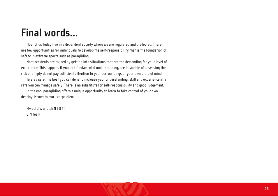 Final words | GIN GTO 2 User Manual | Page 28 / 35
