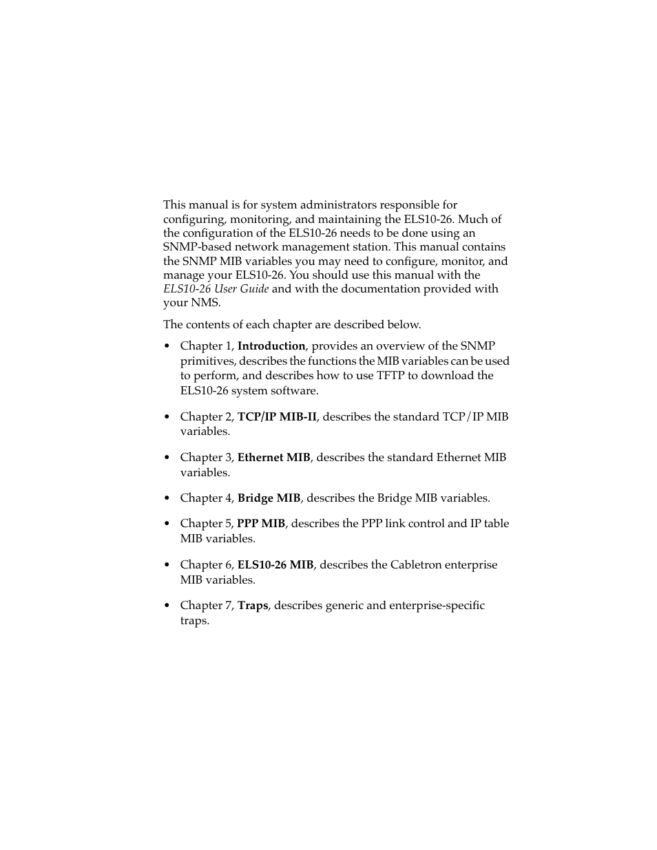 Introduction, Chapter 1, Chapter 1 introduction | Cabletron Systems ELS10-26 User Manual | Page 11 / 170