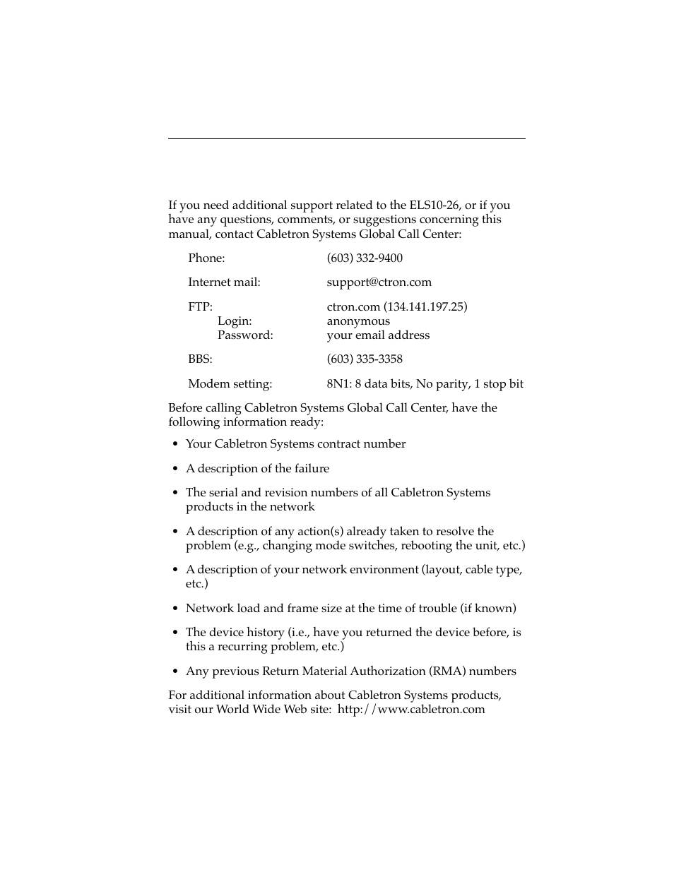 2 getting help, Getting help -3 | Cabletron Systems ELS10-26 User Manual | Page 13 / 170