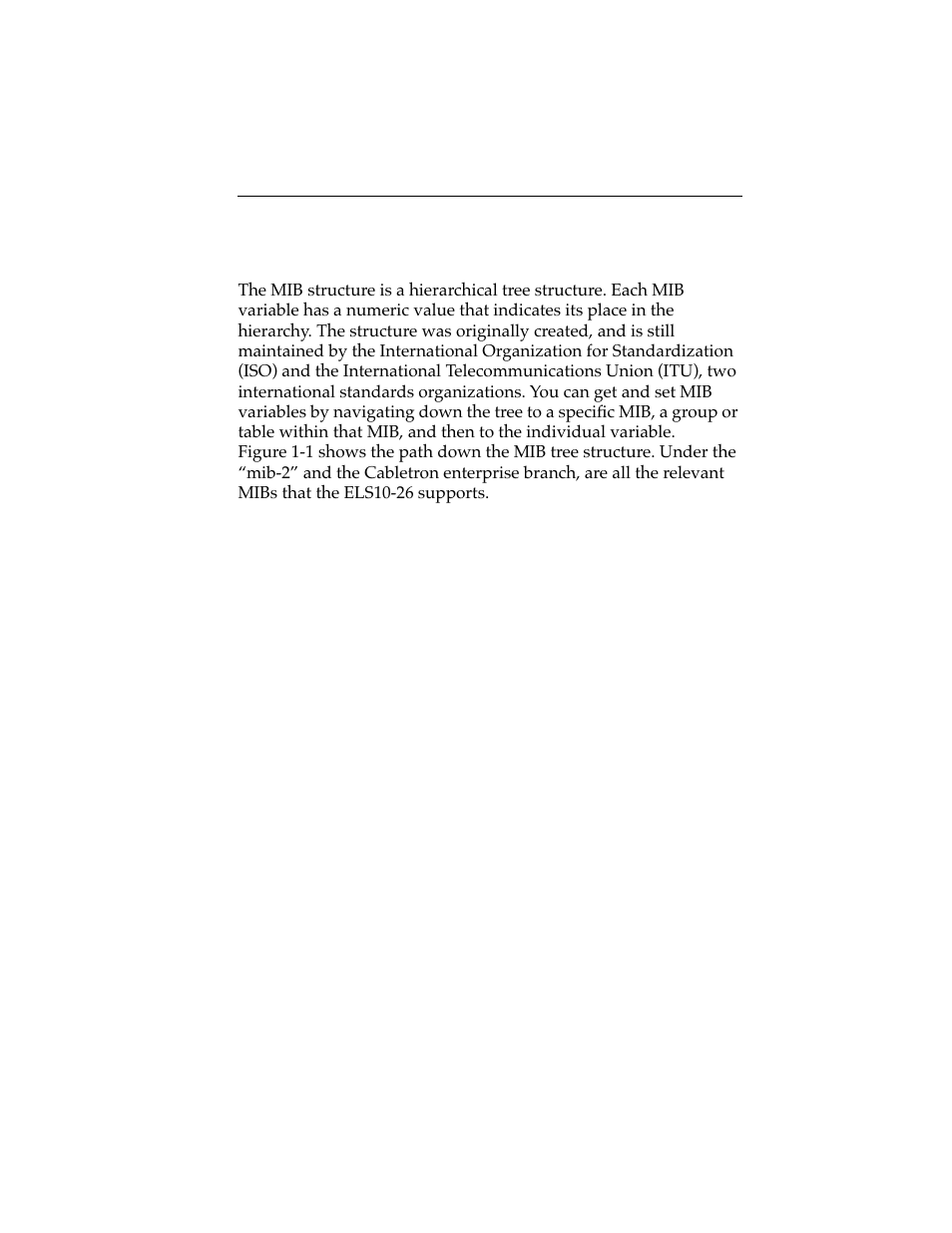 7 navigating through the mibtree structure, Navigating through the mibtree structure -9 | Cabletron Systems ELS10-26 User Manual | Page 19 / 170
