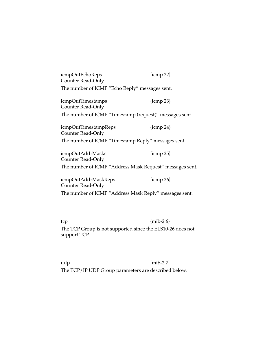 6 tcp group, 7 udp group, Tcp group -22 | Udp group -22 | Cabletron Systems ELS10-26 User Manual | Page 48 / 170